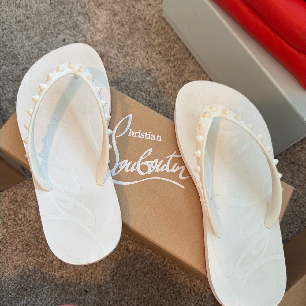 Christian Louboutin Ivory Studded Sandals